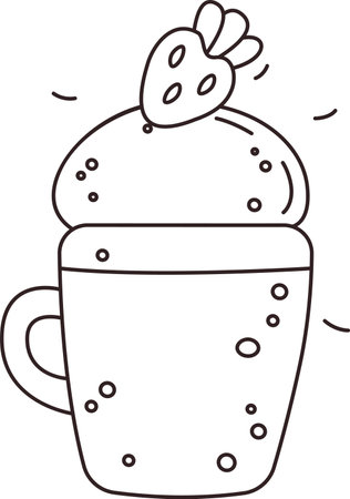 Cocktail With Strawberry Doodleのイラスト素材