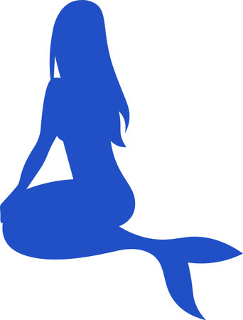 Sitting Mermaid Silhouetteのイラスト素材