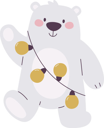 Polar Bear With Garlandのイラスト素材