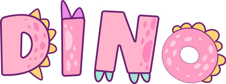 Dino Lettering Stickerのイラスト素材