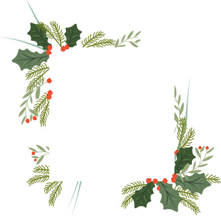 Rectangle Christmas Frame Wreathのイラスト素材