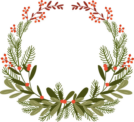 Round Christmas Frame Wreathのイラスト素材