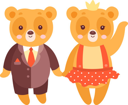 Bear Couple On Partyのイラスト素材
