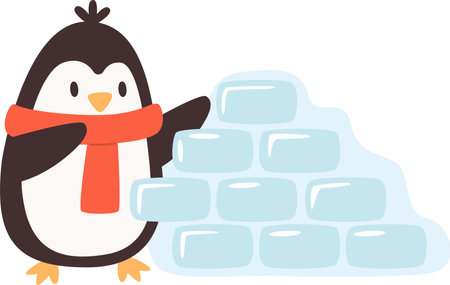 Penguin Building Ice Wallのイラスト素材
