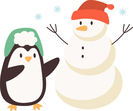 Penguin And Snowmanのイラスト素材