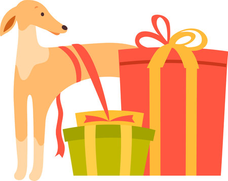 Dog With Gift Boxesのイラスト素材