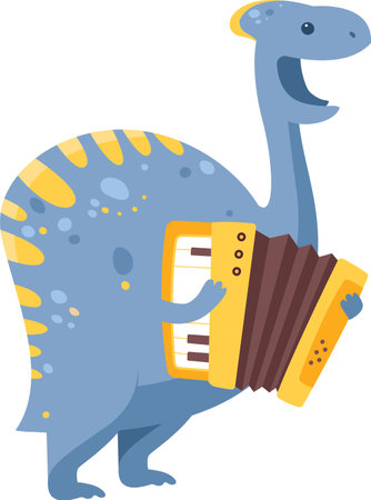 Dinosaur Playing On Accordionのイラスト素材