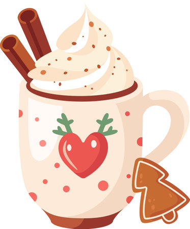 Christmas Mug With Cream Drinkのイラスト素材