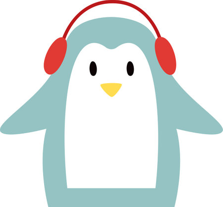 Penguin Animal With Earmuffsのイラスト素材
