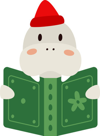 Hippo Reading Bookのイラスト素材