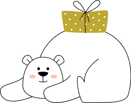 Bear With Present Linedのイラスト素材