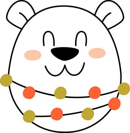 Bear Head With Garland Linedのイラスト素材