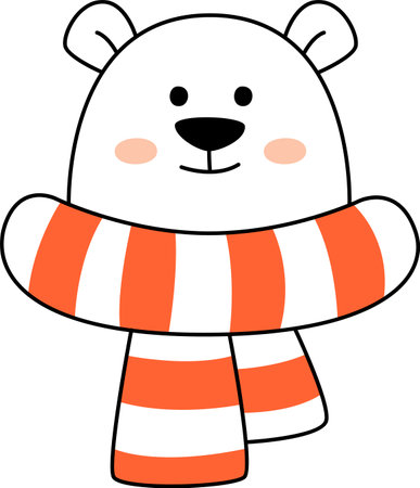 Bear Head With Scarf Linedのイラスト素材