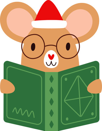 Mouse Reading Bookのイラスト素材