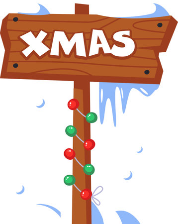 Xmas Wooden Signboardのイラスト素材