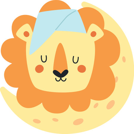 Lion Sleeping On Moonのイラスト素材