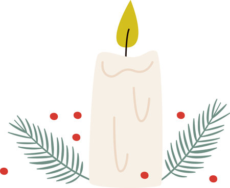Christmas Candle Floral Ornamentのイラスト素材