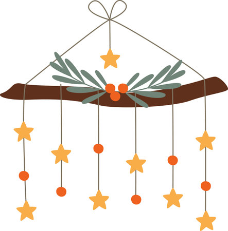 Christmas Floral Hanging Decorationのイラスト素材