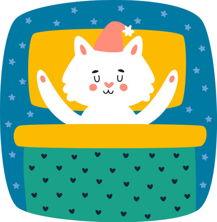 Cat Sleeping In Bedのイラスト素材