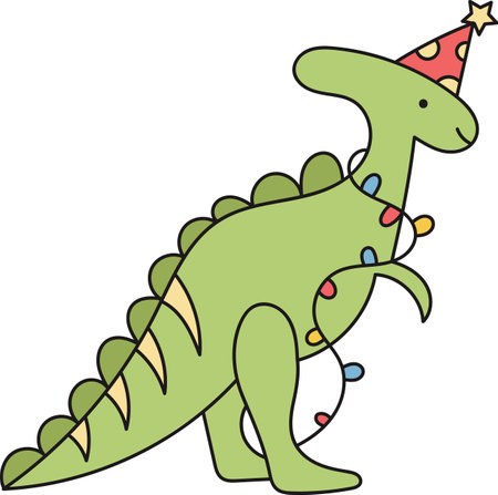 Christmas Dinosaur With Garlandのイラスト素材