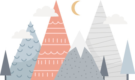 Hand Drawn Mountains Landscapeのイラスト素材