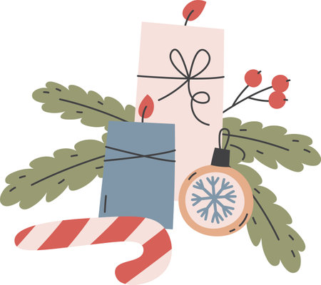 Christmas Candles Ornamentのイラスト素材