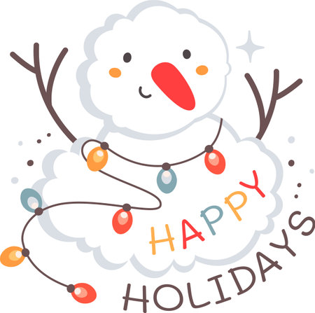 Happy Holidays Snowman Christmas Stickerのイラスト素材