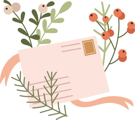 Christmas Floral Decoration With Letterのイラスト素材