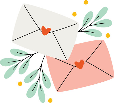 Christmas Envelopes Floral Ornamentのイラスト素材