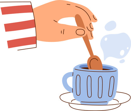 Hand Mixing Coffee Cupのイラスト素材