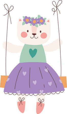 Cat On Swingのイラスト素材