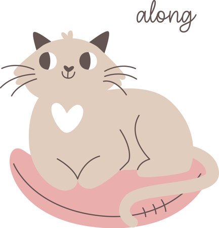 Cat Along Pillowのイラスト素材