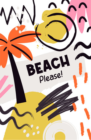 Beach Please Hand Drawn Poster