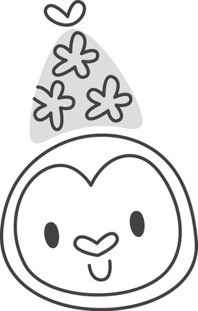 Birthday Owl Outlineのイラスト素材