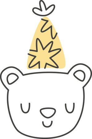 Birthday Bear Outlineのイラスト素材