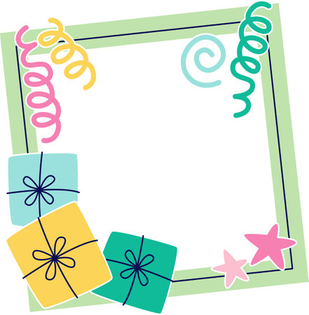 Birthday Square Frame With Presentsのイラスト素材