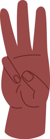 Hand Sign Alphabet W Letterのイラスト素材