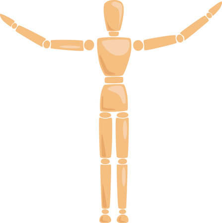 Wooden Man Manikin In Poseのイラスト素材