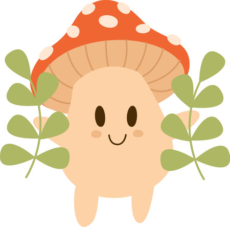 Fly Agaric Character With Branchesのイラスト素材