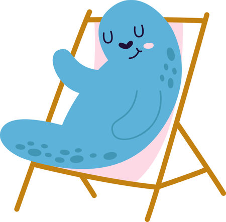 Seal On Beach Chair Restingのイラスト素材