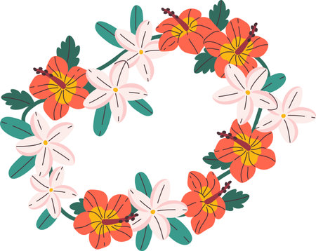 Hawaiian Tropical Floral Garlandのイラスト素材