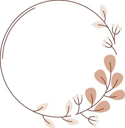 Floral Circle Autumn Wedding Frameのイラスト素材