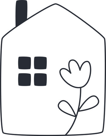 House With Flower Doodleのイラスト素材