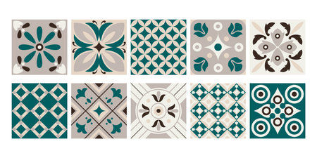 Oriental square backgrounds with abstract ornaments design retro vintage decorative templatesのイラスト素材