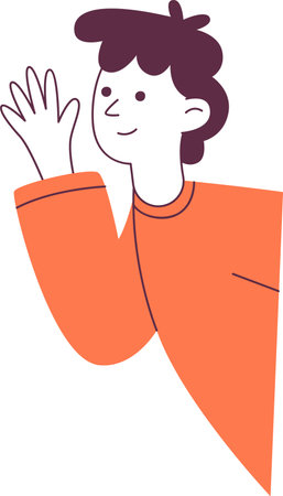 Line Character Behind Wallのイラスト素材