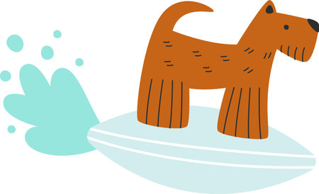 Terrier Dog On Surfboardのイラスト素材