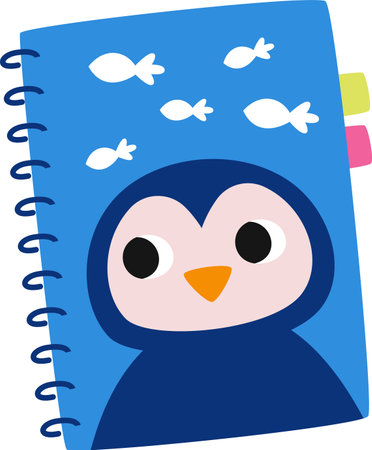 School Supplies Notebook With Penguinのイラスト素材