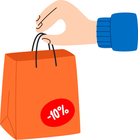 Hand Holding Shopping Bag With Discountのイラスト素材