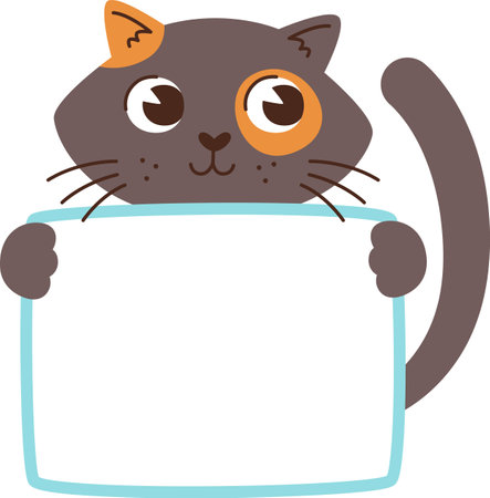 Kitten Holding Blank Cardのイラスト素材