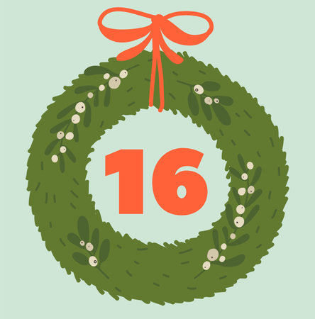 Hand Drawn Christmas Advent Calendar 16 Decemberのイラスト素材